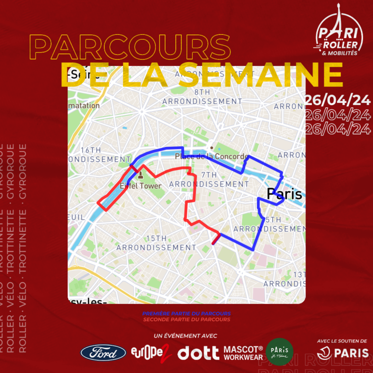 Parcours Pari Roller & Mobilités 26 avril 2024