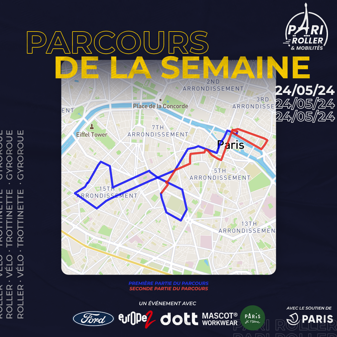 Parcours Pari roller & Mobilité vendredi 24 mai 2024