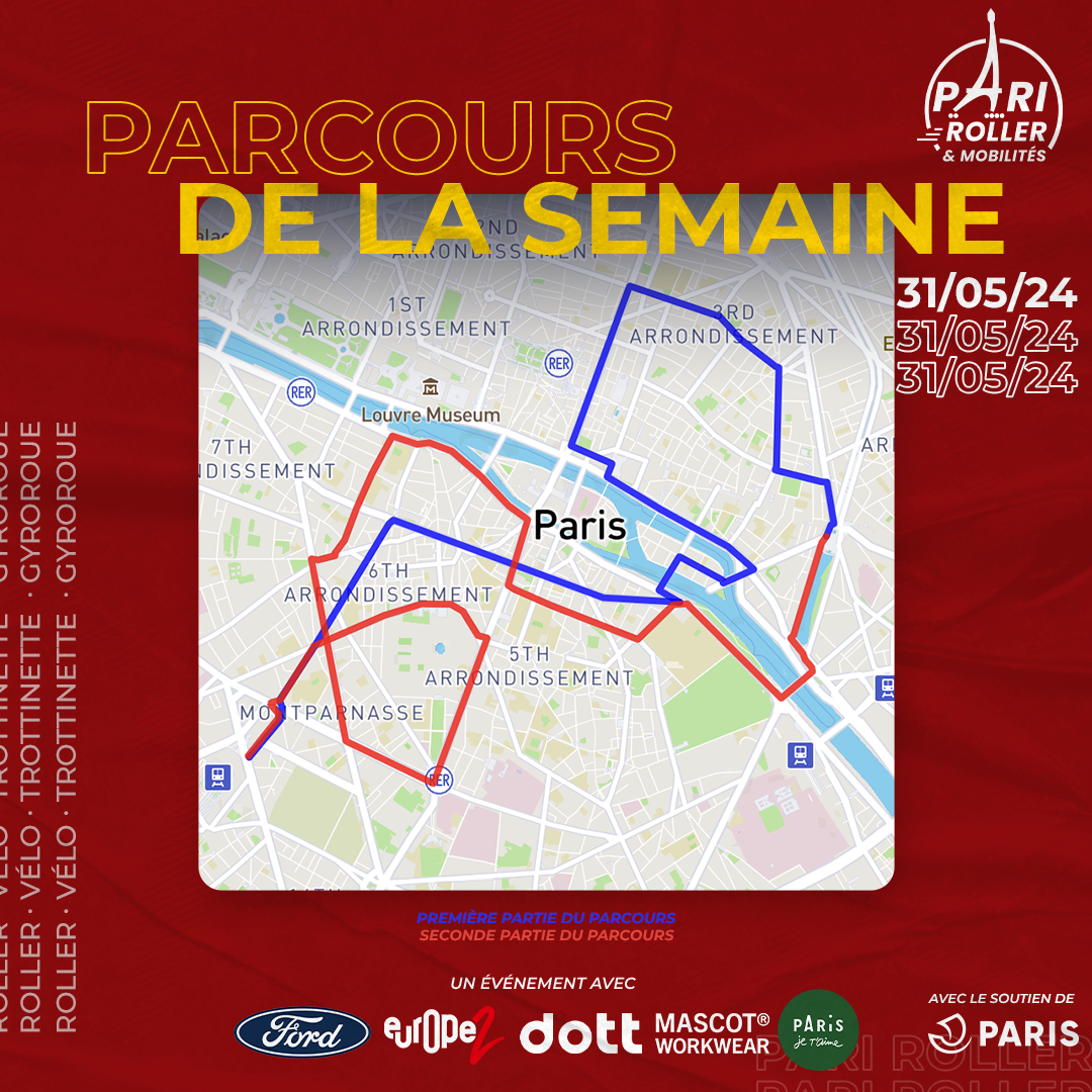 Parcours pari roller & Mobilités vendredi 31 mai 2024