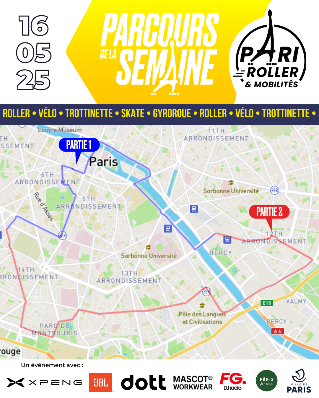 Parcours Pari Roller & Mobilités 16 mai