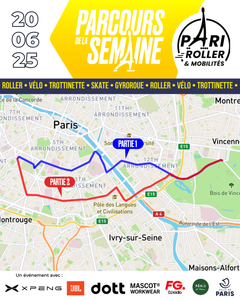 Parcours Pari Roller & Mobilités 20 juin 2025