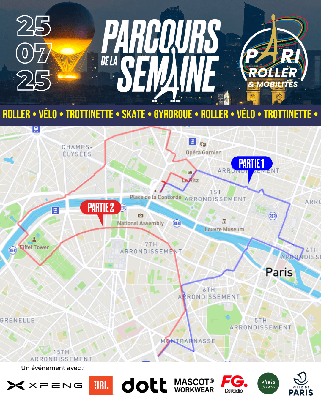 Parcours Pari Roller & Mobilités 25 07 2025