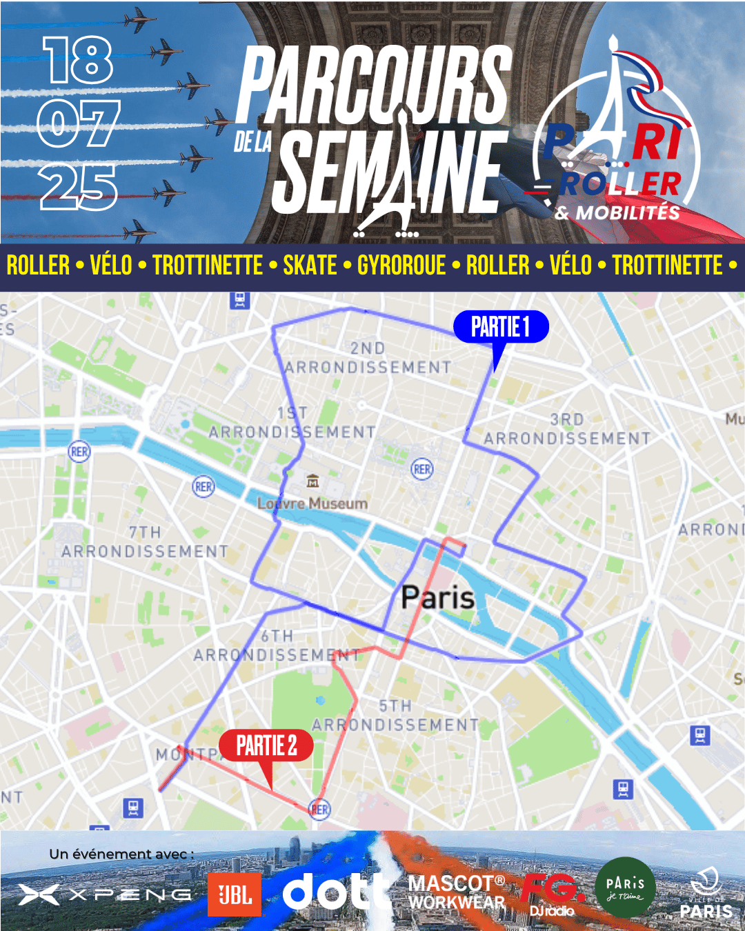 Parcours Pari roller & Mobilités fête nationale