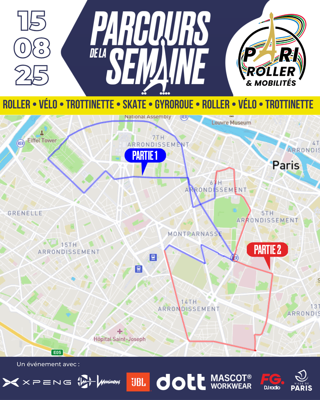Pari Roller & Mobilités parcours du 15 aout 2025