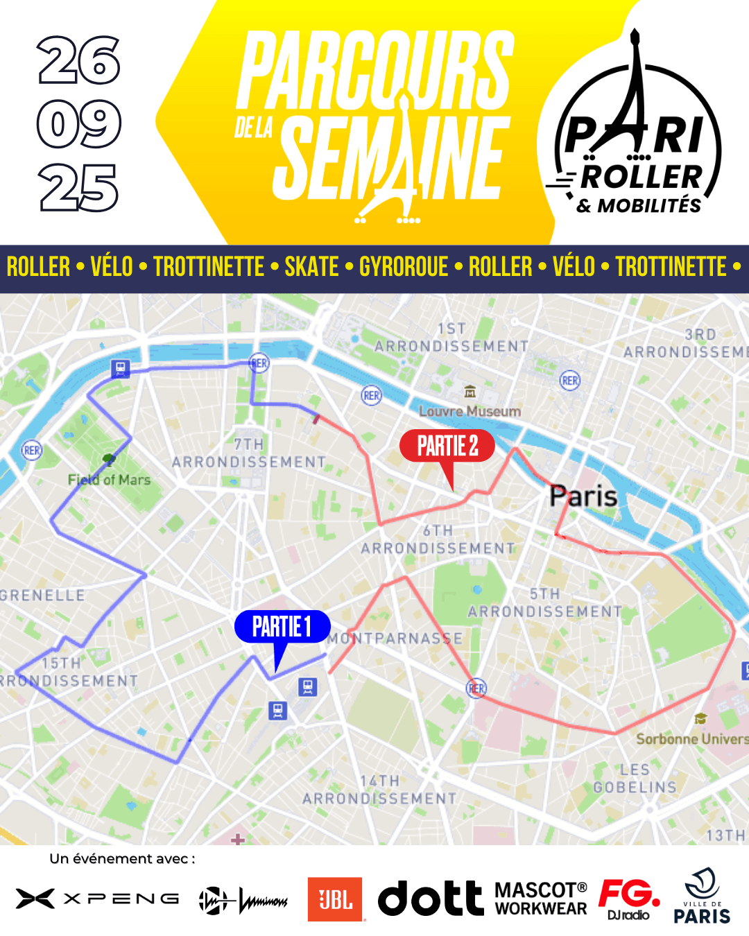 Parcours Pari Roller & Mobilités 26 septembre 2025