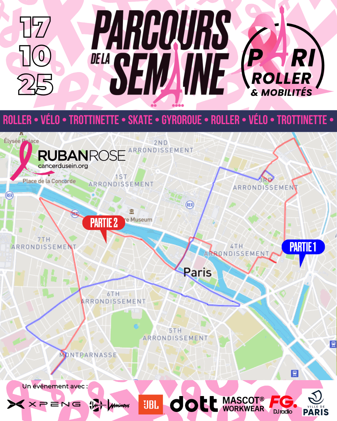 Parcours Pari Roller & Mobilités 17 octobre 2025