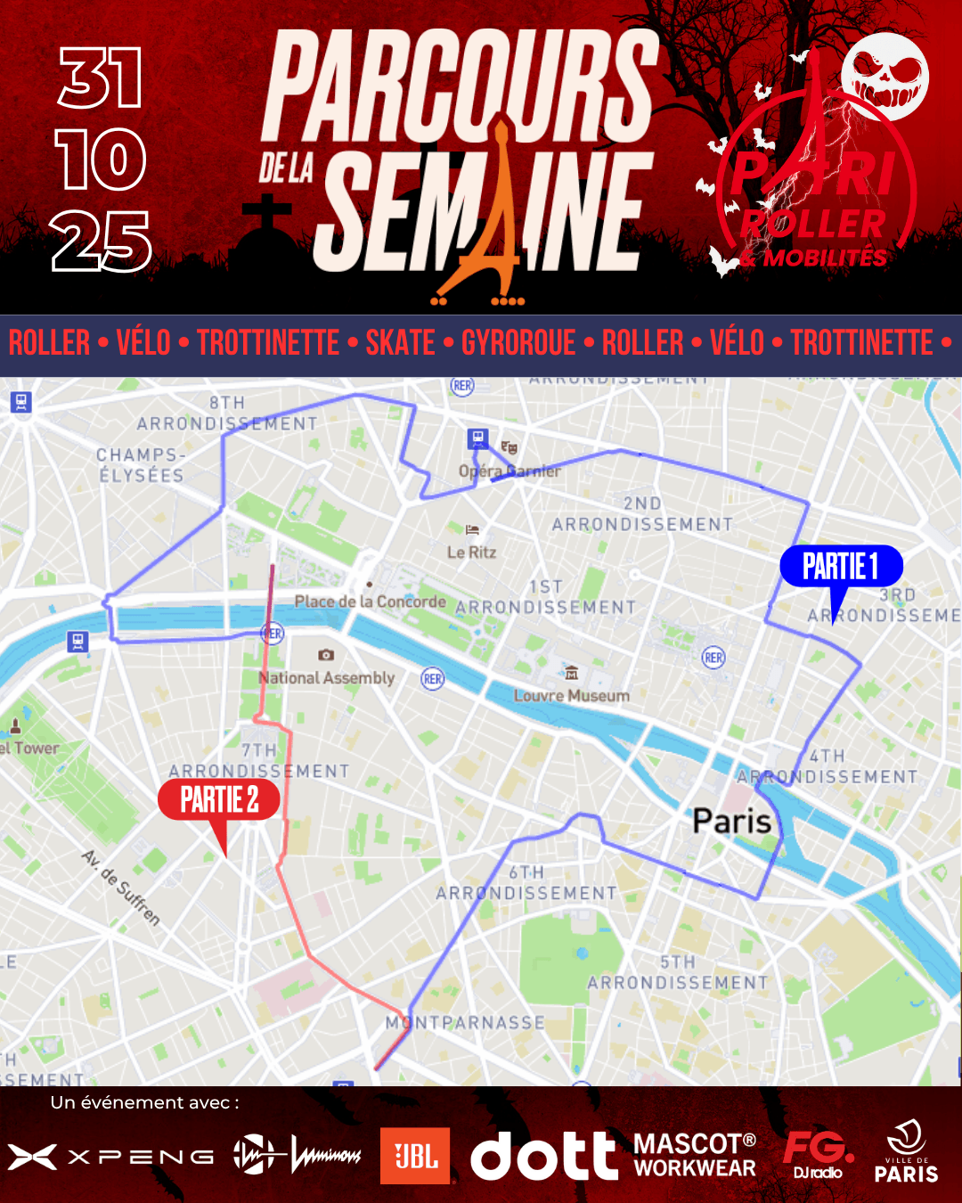 Parcours Pari Roller & Mobilités Balade Halloween 2025