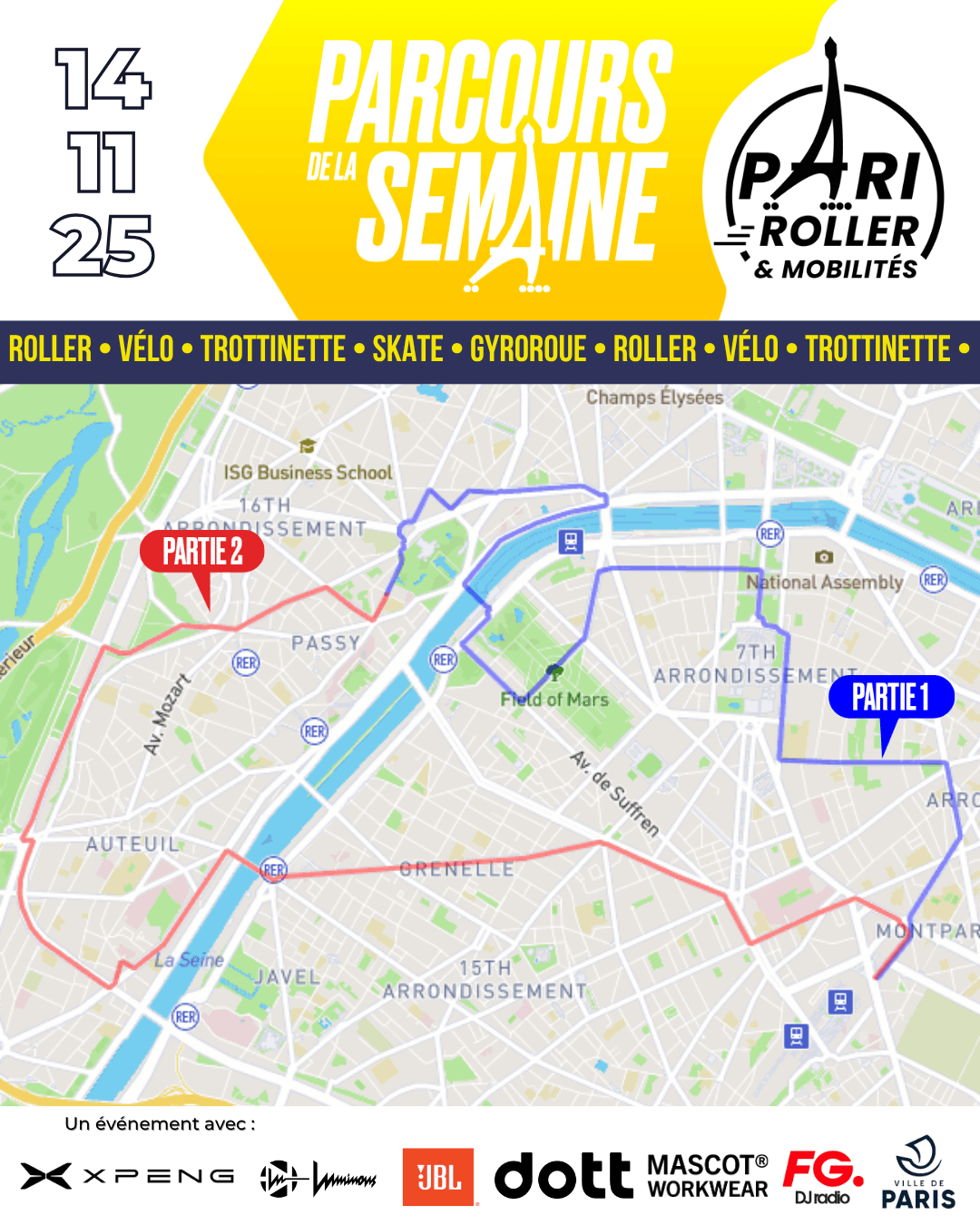 Parcours du 14 novembre 2025 Pari Roller & Mobilités