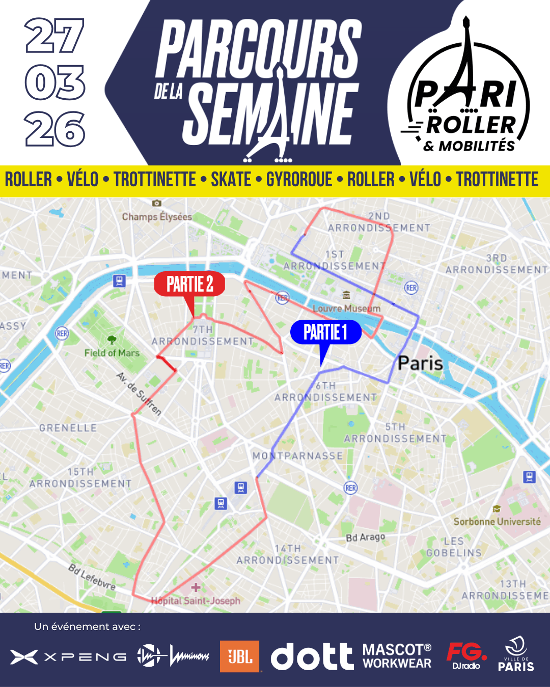 Parcours Pari Roller & Mobilités 27 mars 2026