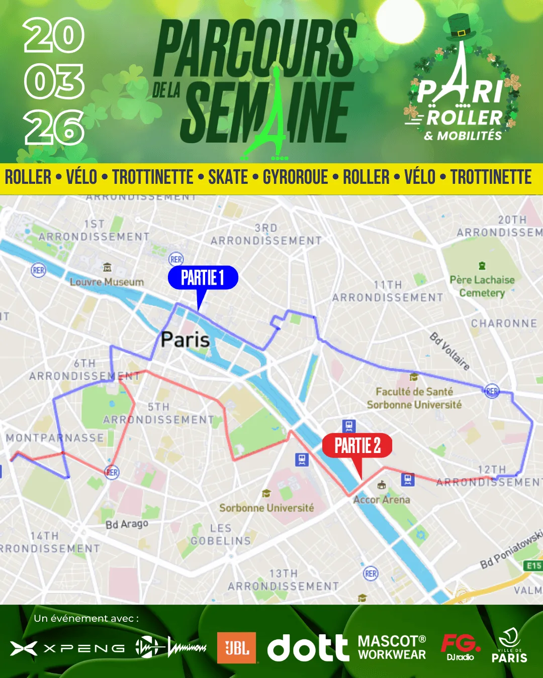 Parcours Pari Roller & Mobilités 20 mars 2026