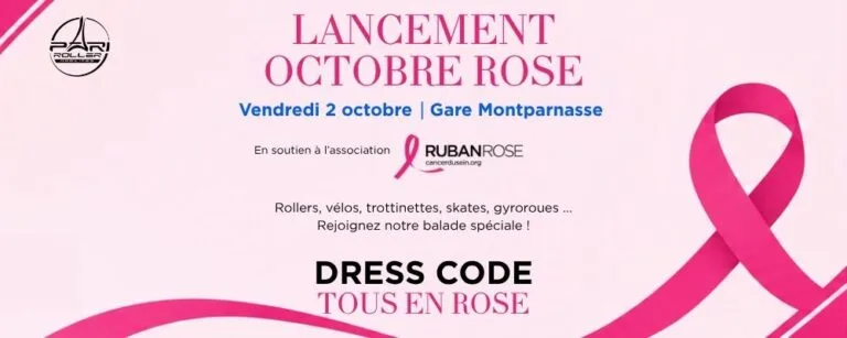 Bannière octobre rose Pari Roller & Mobilités